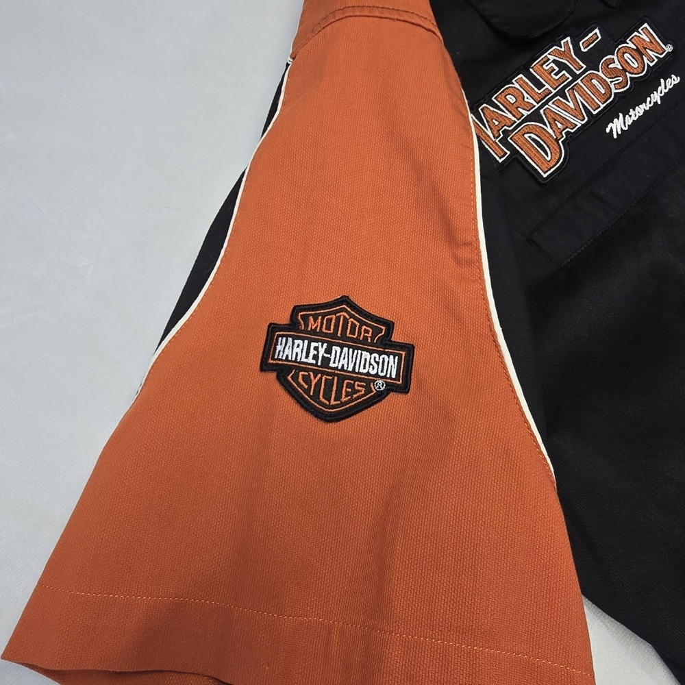 Harley Davidson Colorblocked Garage Shirt Short Sleeve Embroidered XL - Picture 8 of 9